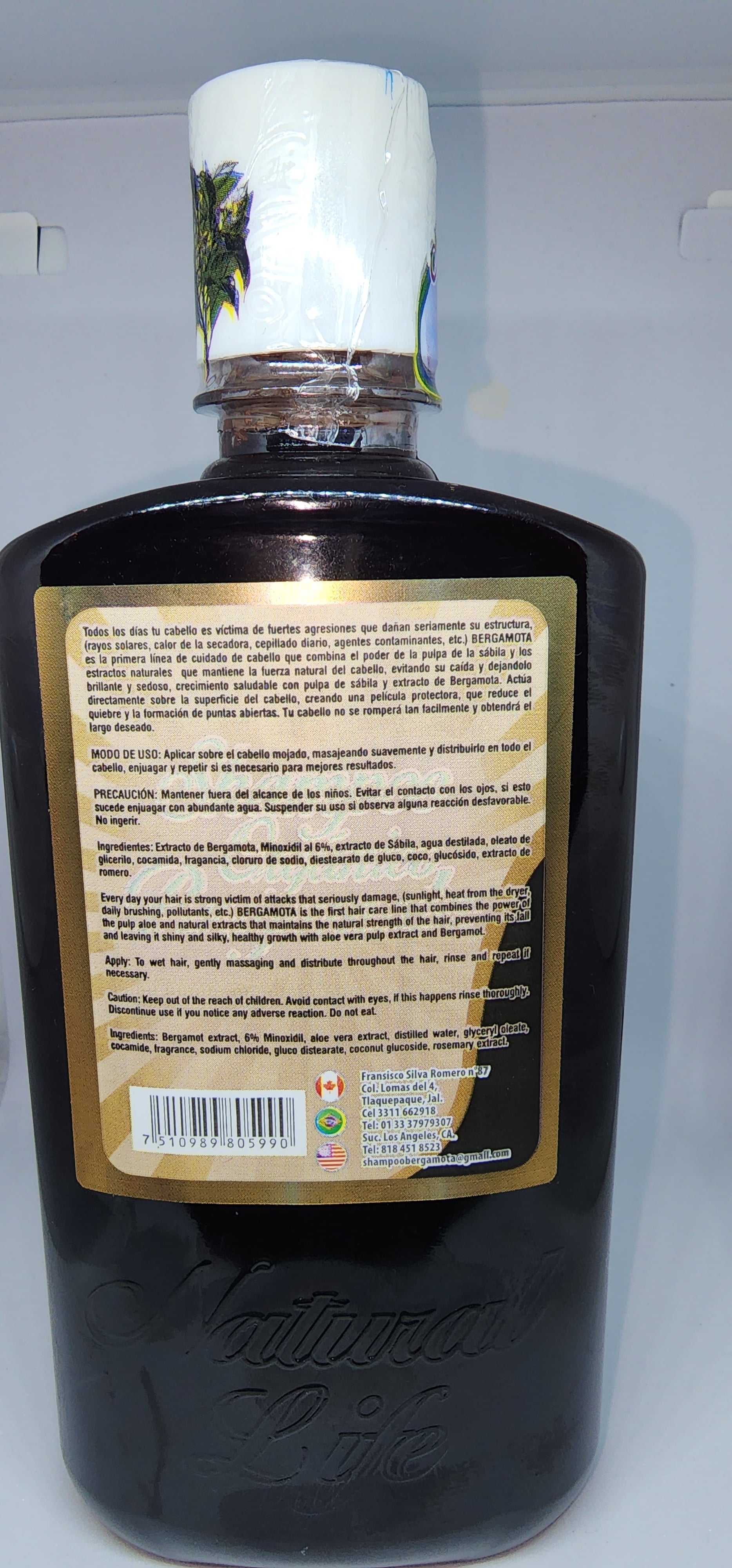 Shampoo Bergamota con Minoxidil 6% Paquete con 2 Botellas